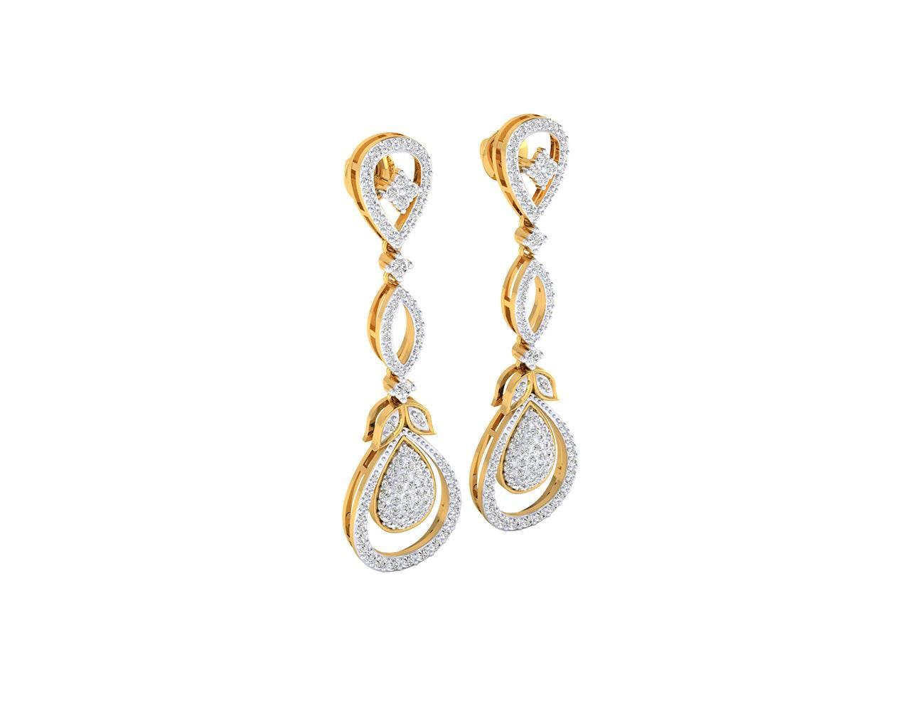 Sica Diamond Danglers in 18k gold - Jewelslane