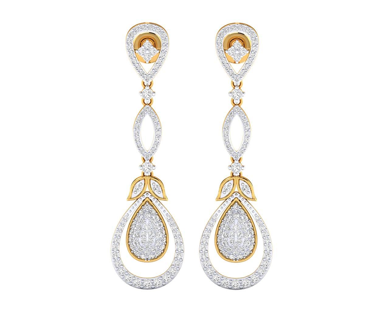Sica Diamond Danglers in 18k gold - Jewelslane