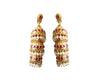 Silver gold plated jhumkis with pearls & red zircons - Jewelslane