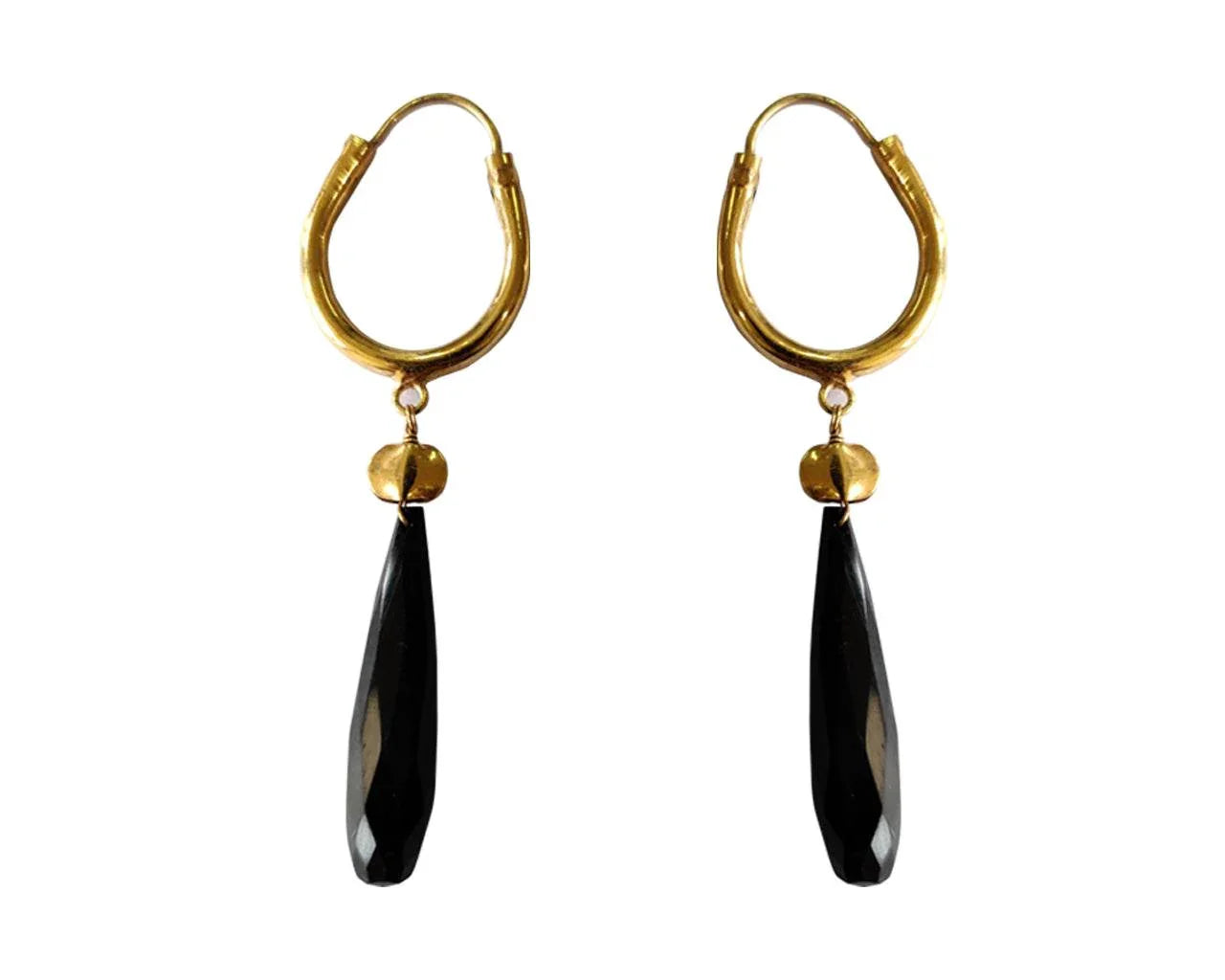 Silver Gold plated bali with Black onyx drops - Jewelslane