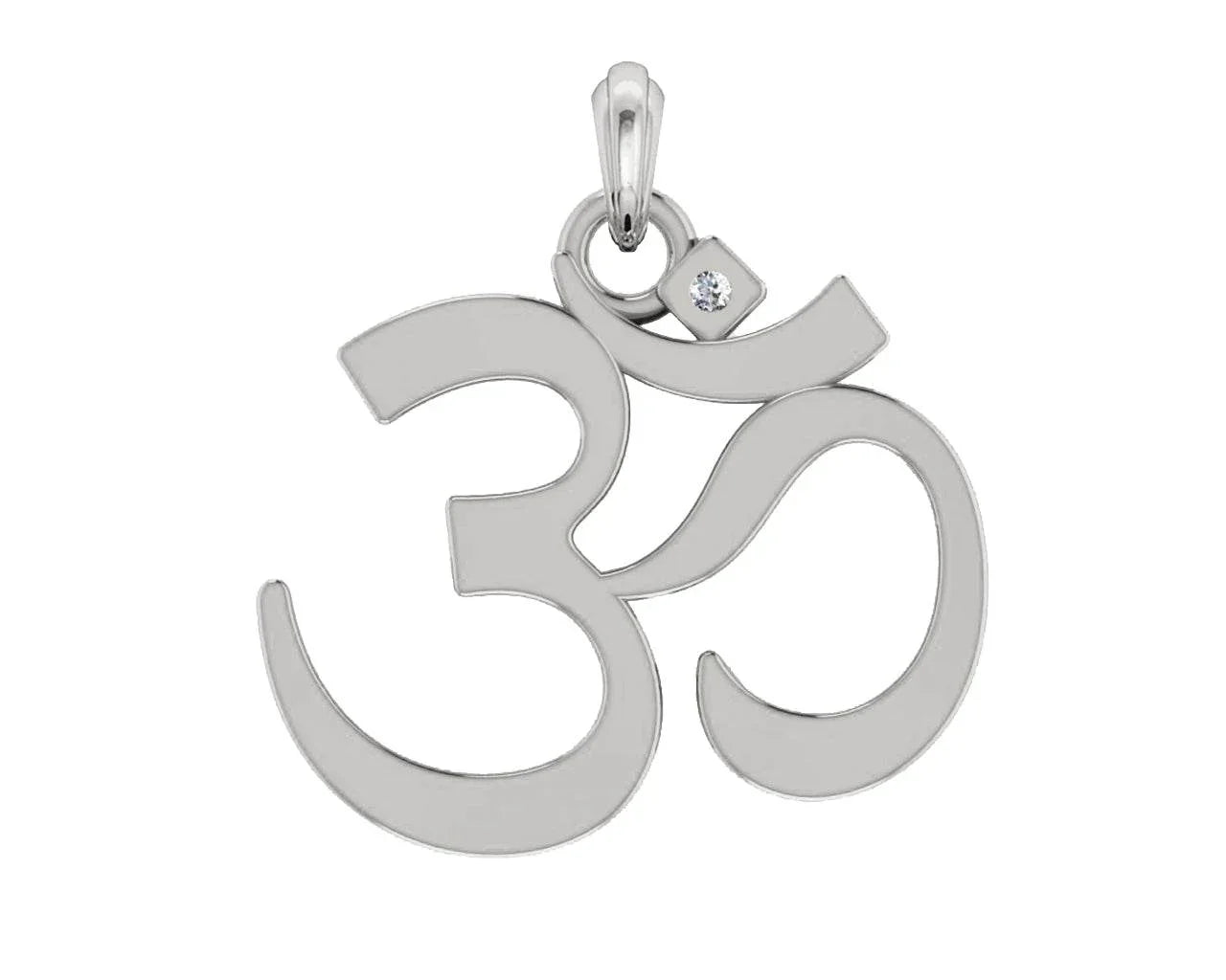 Silver Om Pendant with single diamond - Jewelslane