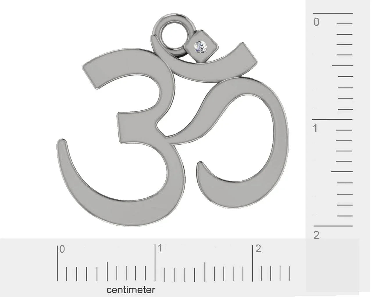 Silver Om Pendant with single diamond - Jewelslane