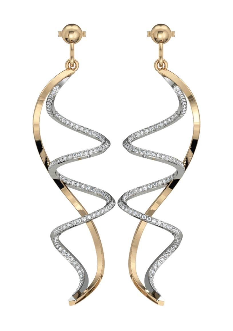 Slender spiral Diamond danglers - Jewelslane
