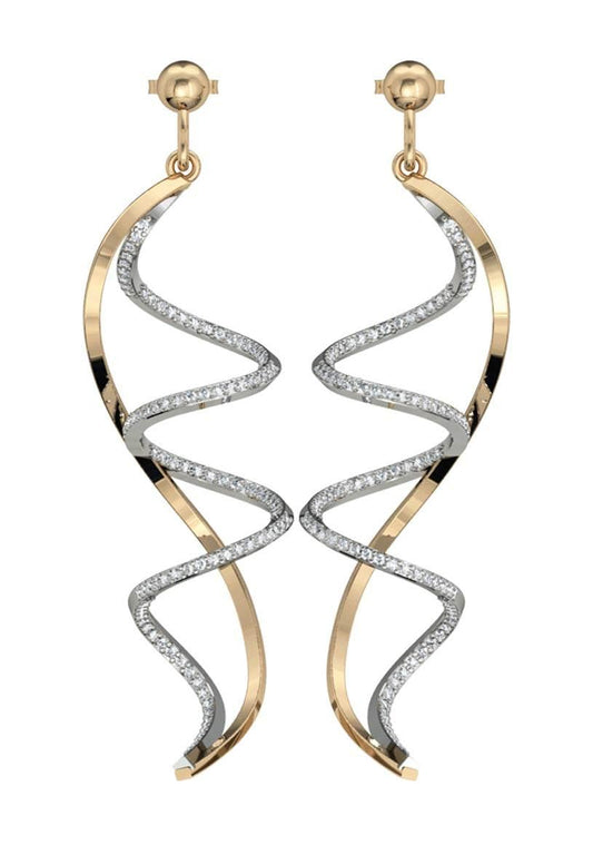 Slender spiral Diamond danglers - Jewelslane