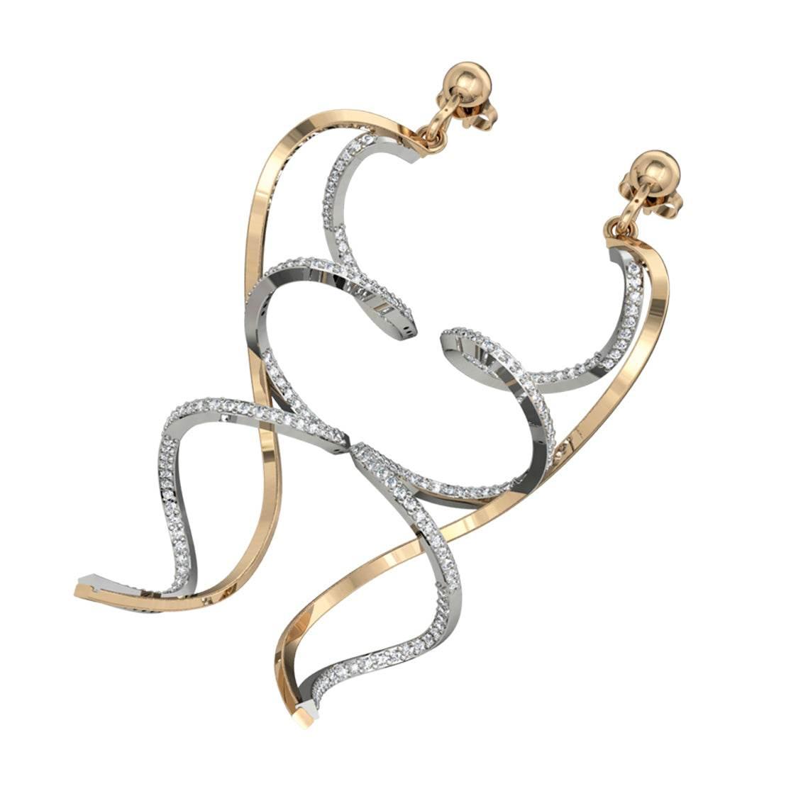 Slender spiral Diamond danglers - Jewelslane