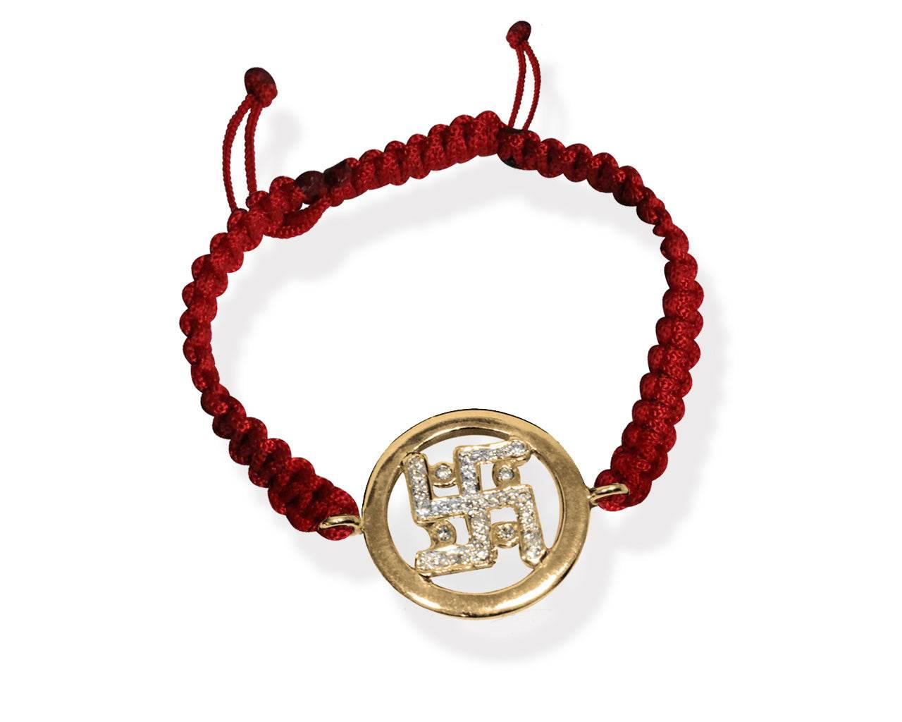 Swastika Gold Bracelet with Diamonds - Jewelslane