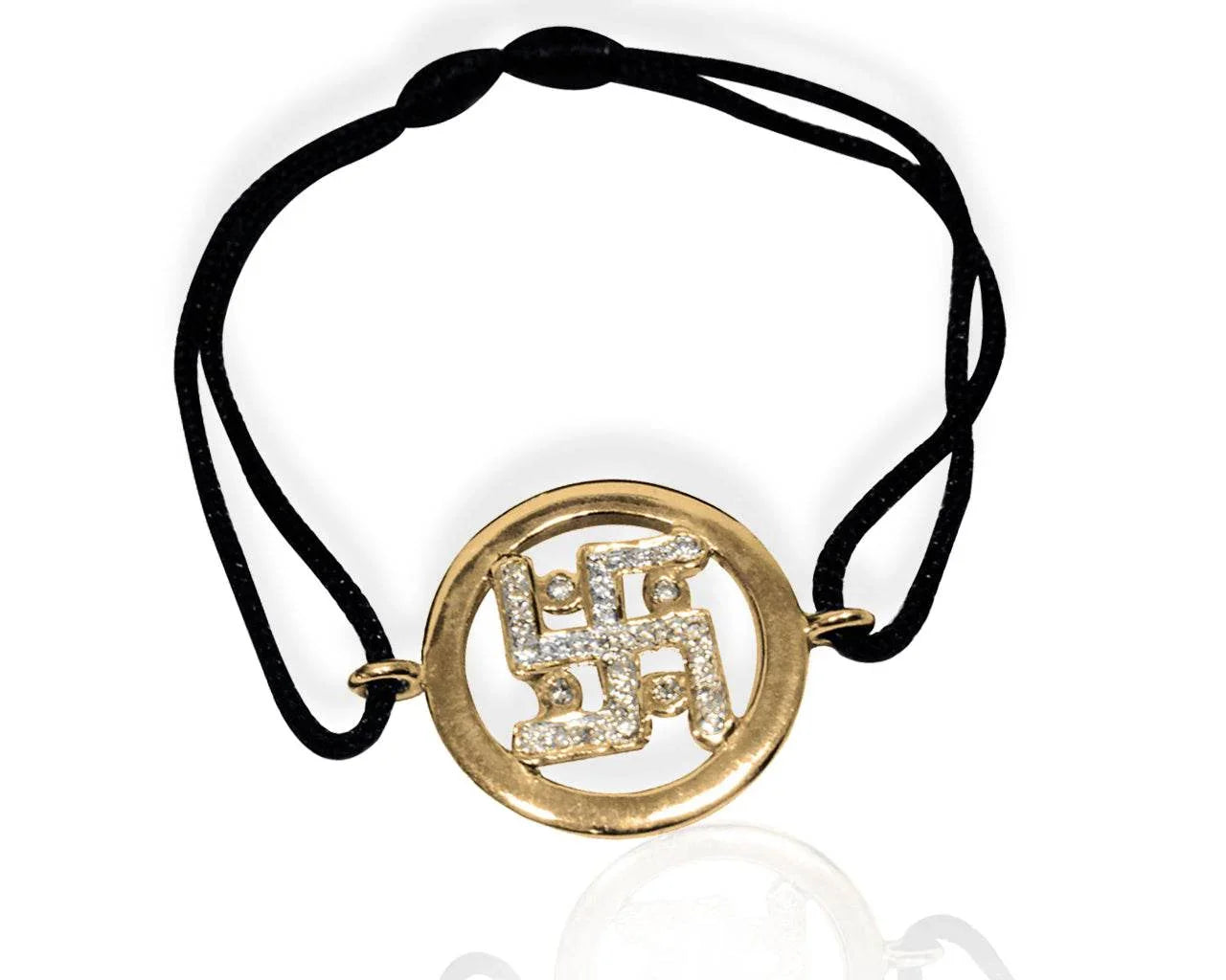 Swastika Gold Bracelet with Diamonds - Jewelslane
