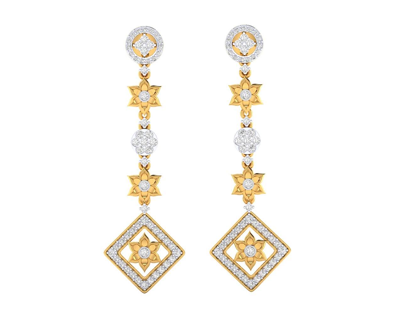 Talor Diamond Dangle drop earrings in Gold - Jewelslane