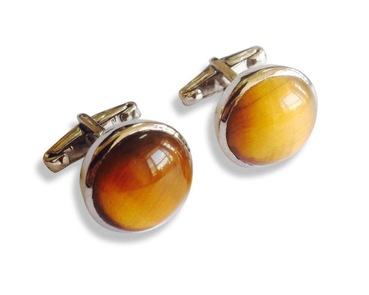 Tiger`s Eye Silver Cufflinks - Jewelslane