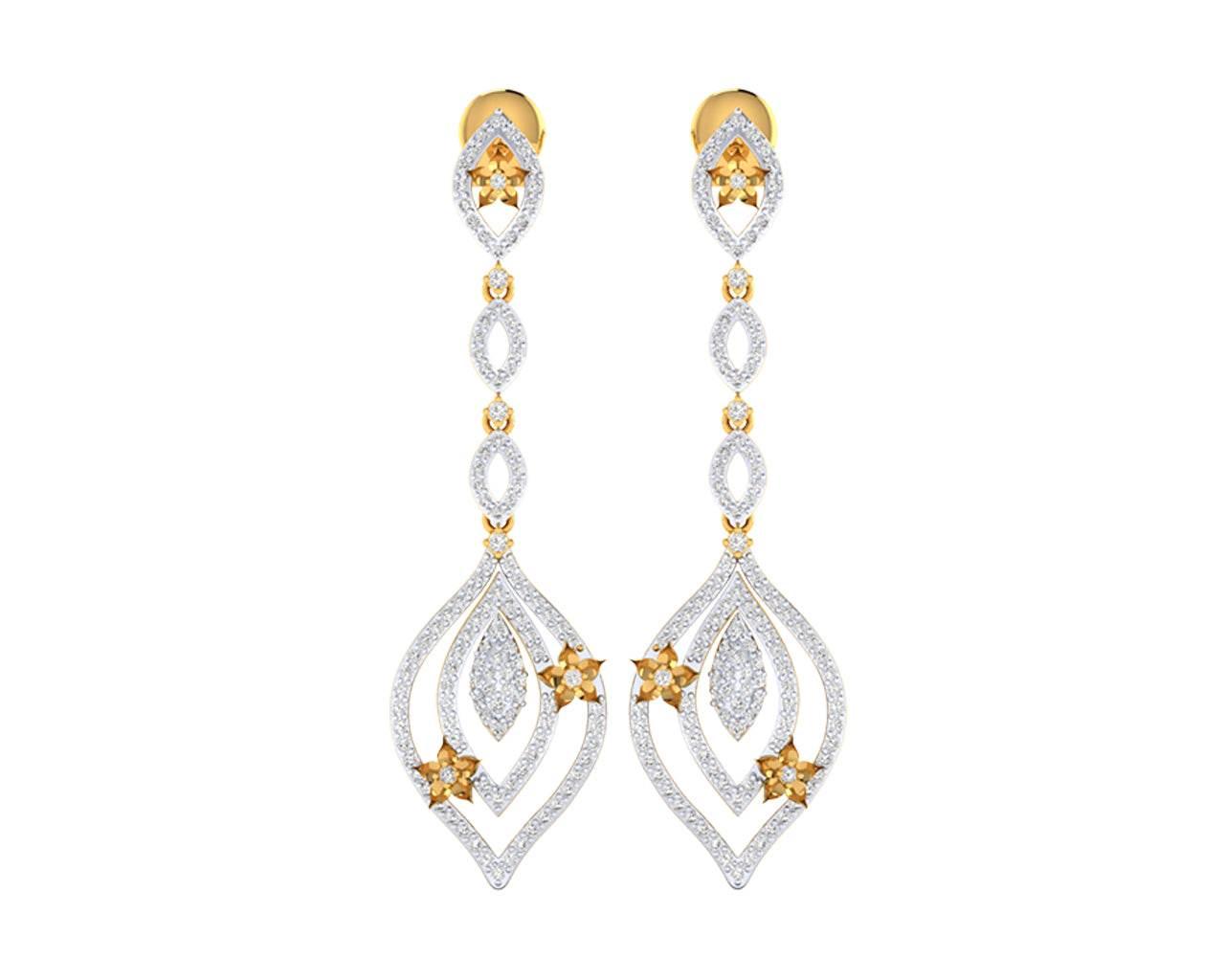 Ulrike Diamond dangle drop earrings in gold - Jewelslane