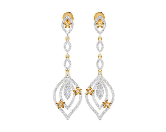 Ulrike Diamond dangle drop earrings in gold - Jewelslane