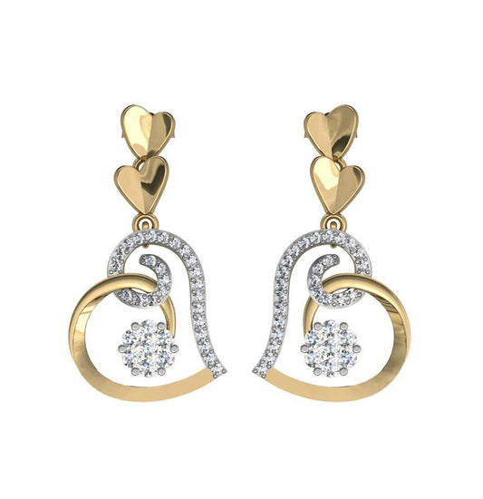 Valentine Diamond Heart Danglers - Jewelslane