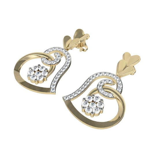 Valentine Diamond Heart Danglers - Jewelslane