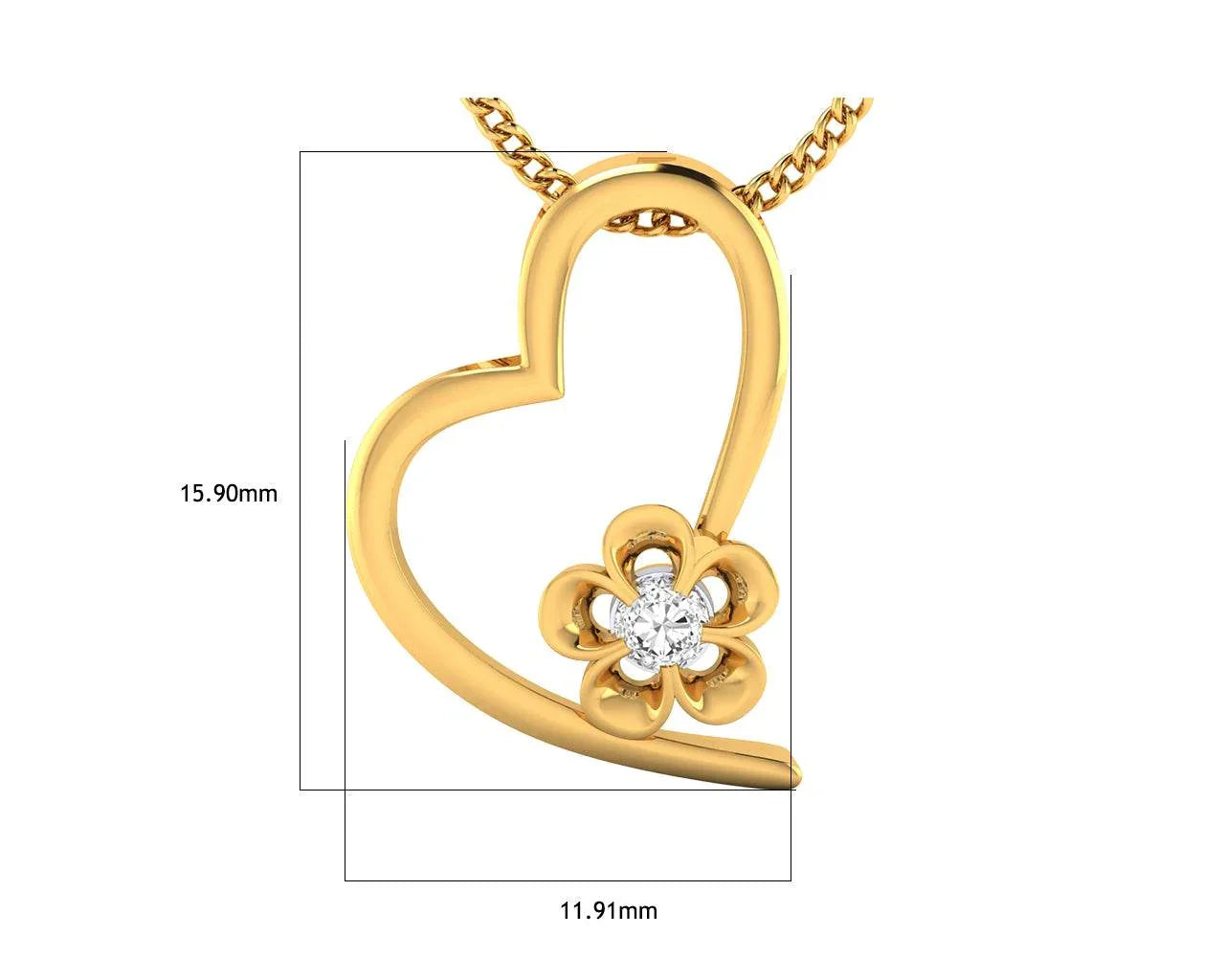 Valentine's diamond heart pendant in gold - Jewelslane