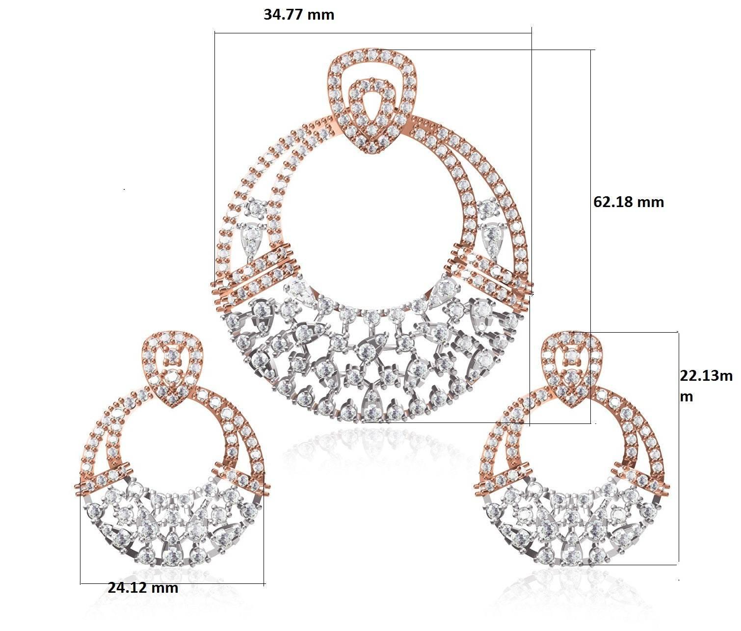 Vikki Diamond Pendant & Earrings set in gold - Jewelslane