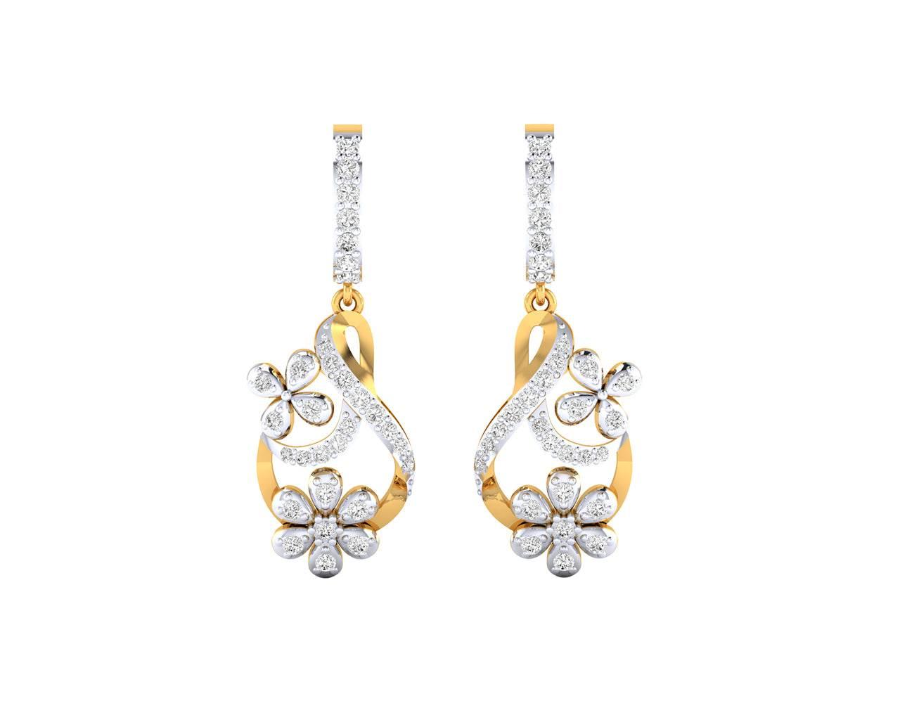 Wagma Diamond dangle drop earrings in gold - Jewelslane