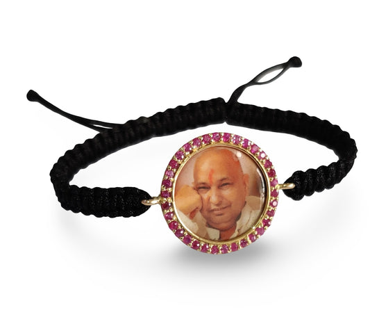 Guruji Swaroop Bracelet in gold with natural rubies - Jewelslane
