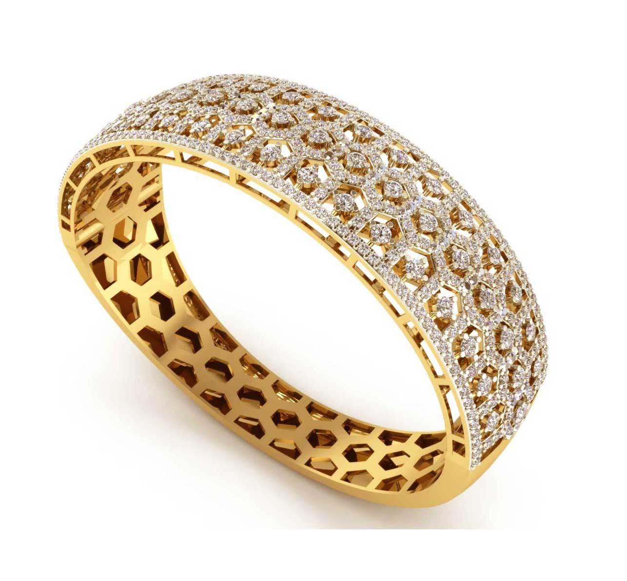 Wide Diamond Half Bangle - Jewelslane