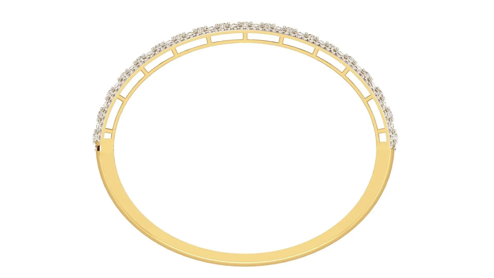 Wide Diamond Half Bangle - Jewelslane