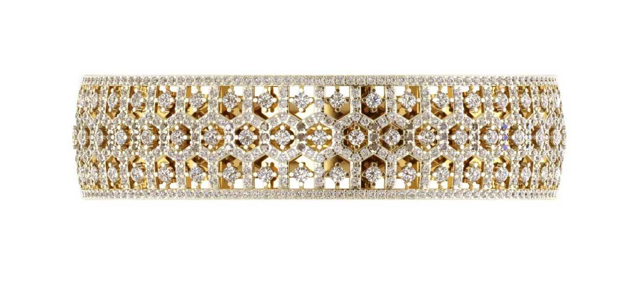 Wide Diamond Half Bangle - Jewelslane