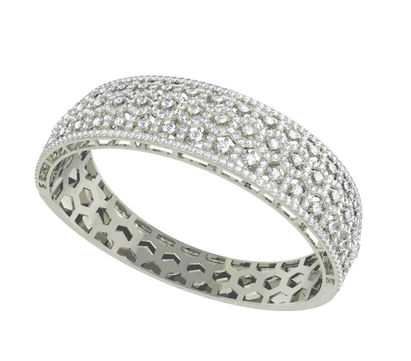 Wide Diamond Half Bangle - Jewelslane