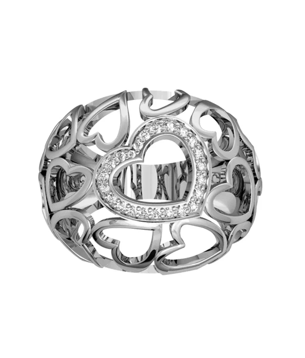 Wide diamond Heart Band - Jewelslane