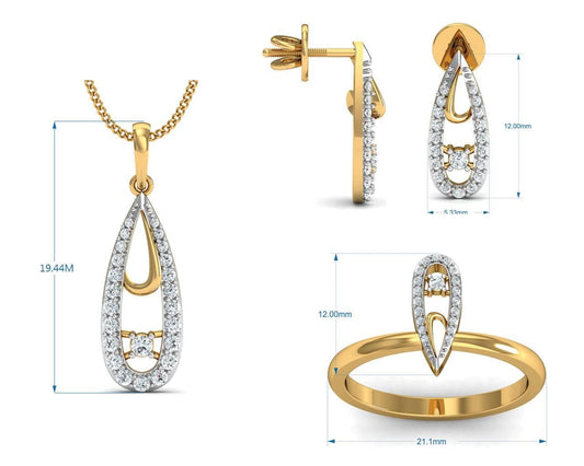 Aanshi Diamond Pendant Set - Jewelslane