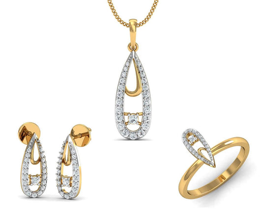 Aanshi Diamond Pendant Set - Jewelslane