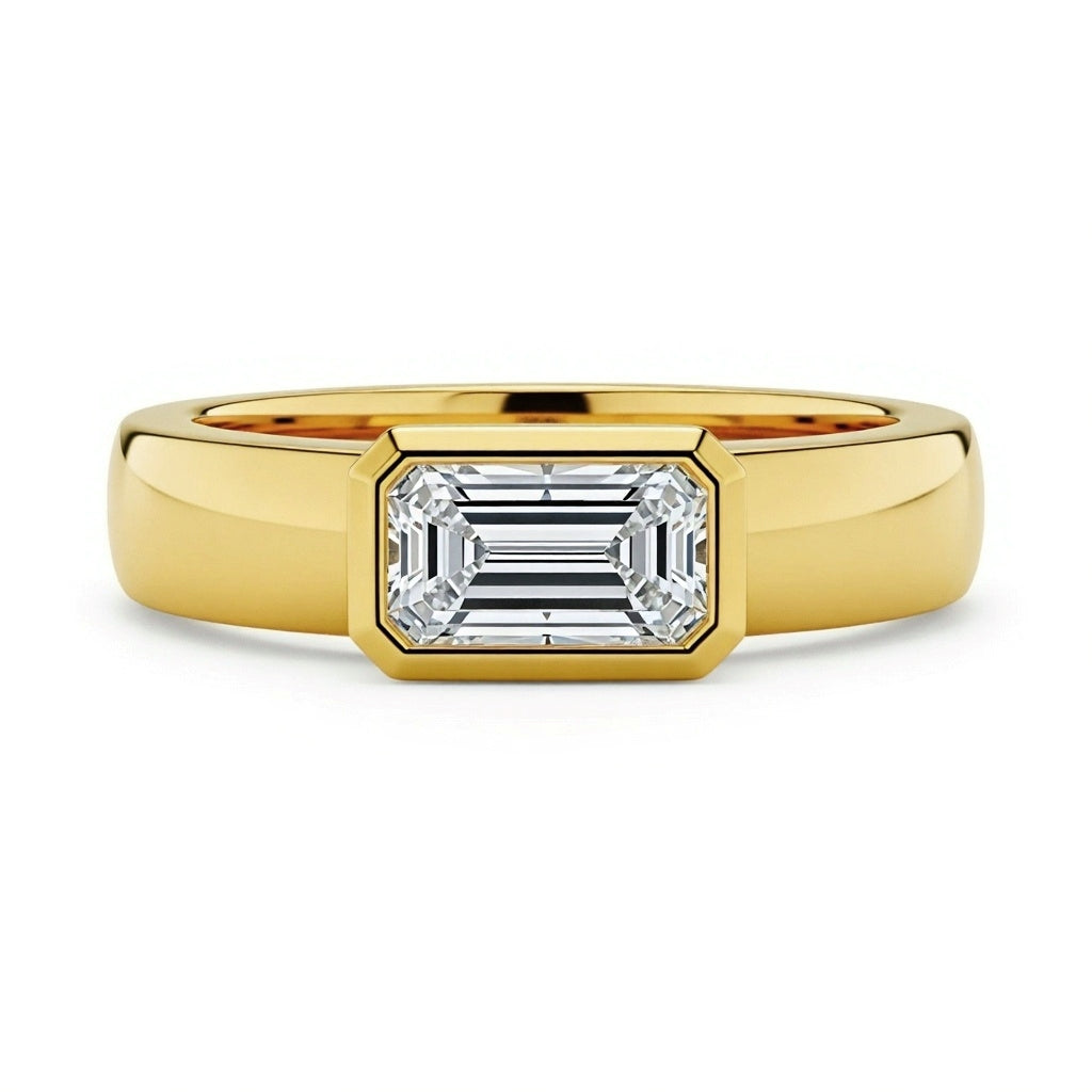 Aarya Emerald Cut Diamond Solitaire Ring - Jewelslane