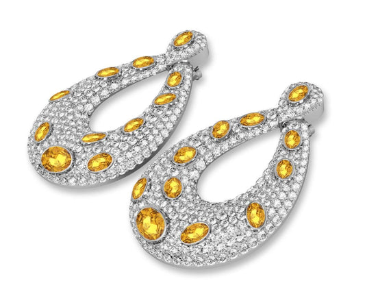 Abeena Party wear Diamond Look Silver Danglers - Jewelslane