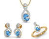 Adina Blue Topaz & Diamond Pendant Set - Jewelslane