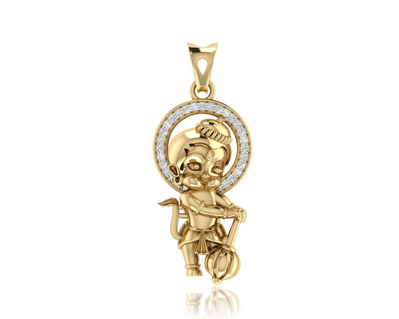 Adorable Bal Hanuman Gold Pendant - Jewelslane