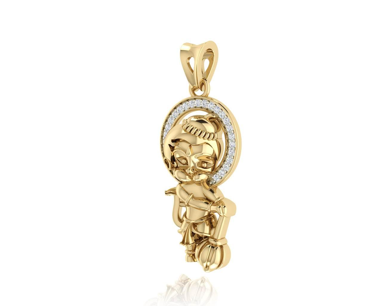 Adorable Bal Hanuman Gold Pendant - Jewelslane