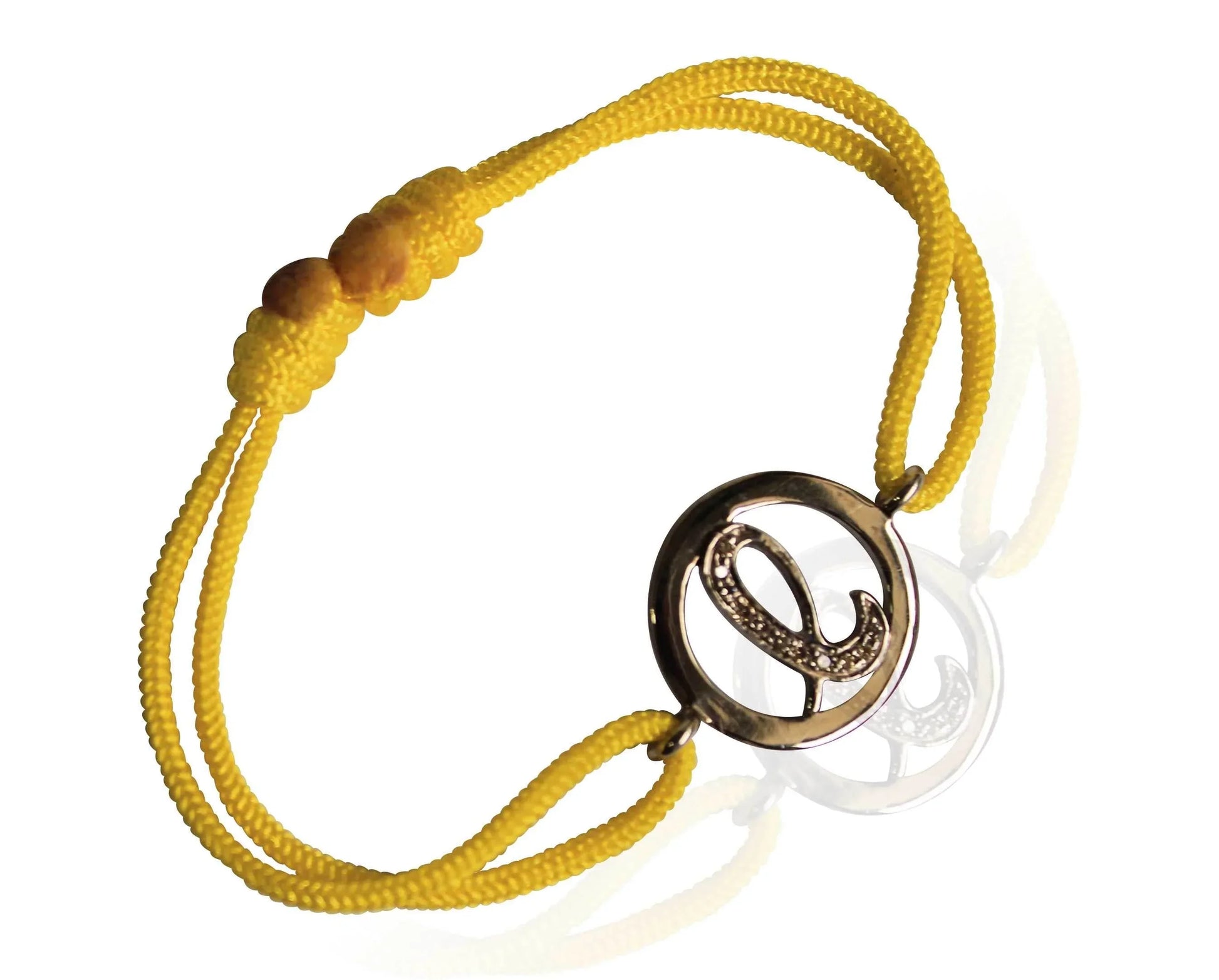 Alphabet L Bracelet With Diamonds In Silver On Size Adjustable Nylon Thread - Jewelslane