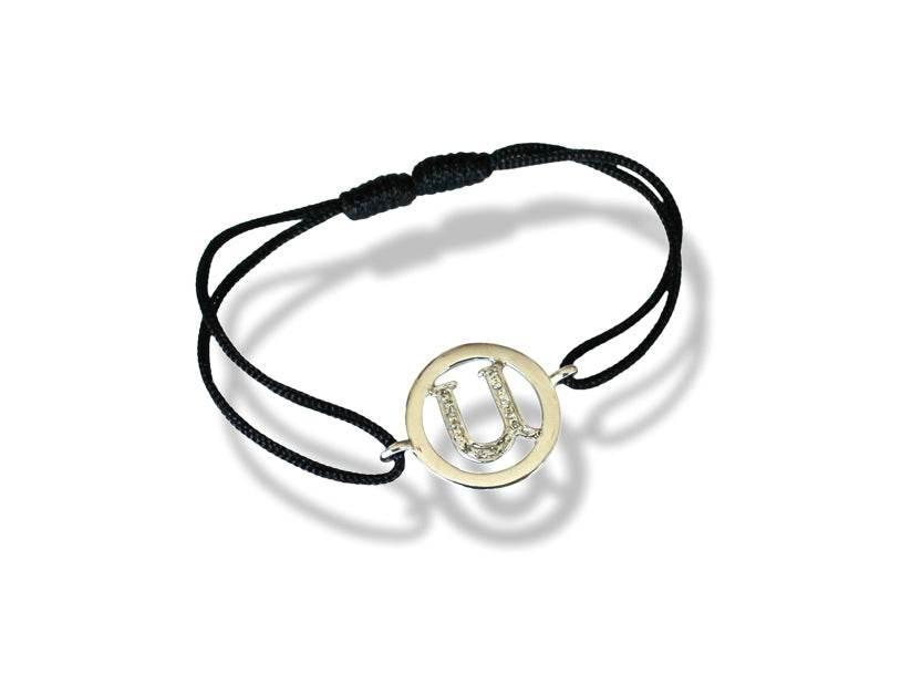 Alphabet Bracelet with diamonds Lower case u - Jewelslane