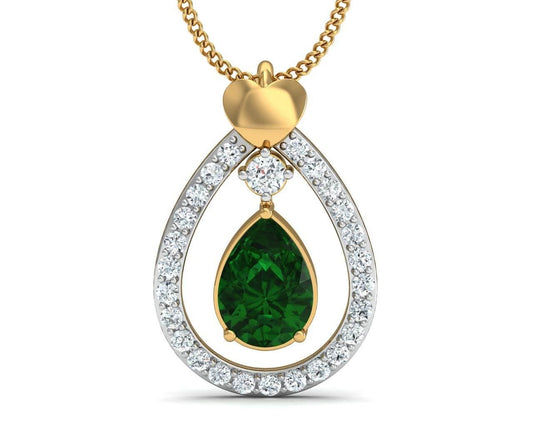 Ameena Emerald Diamond Pendant - Jewelslane