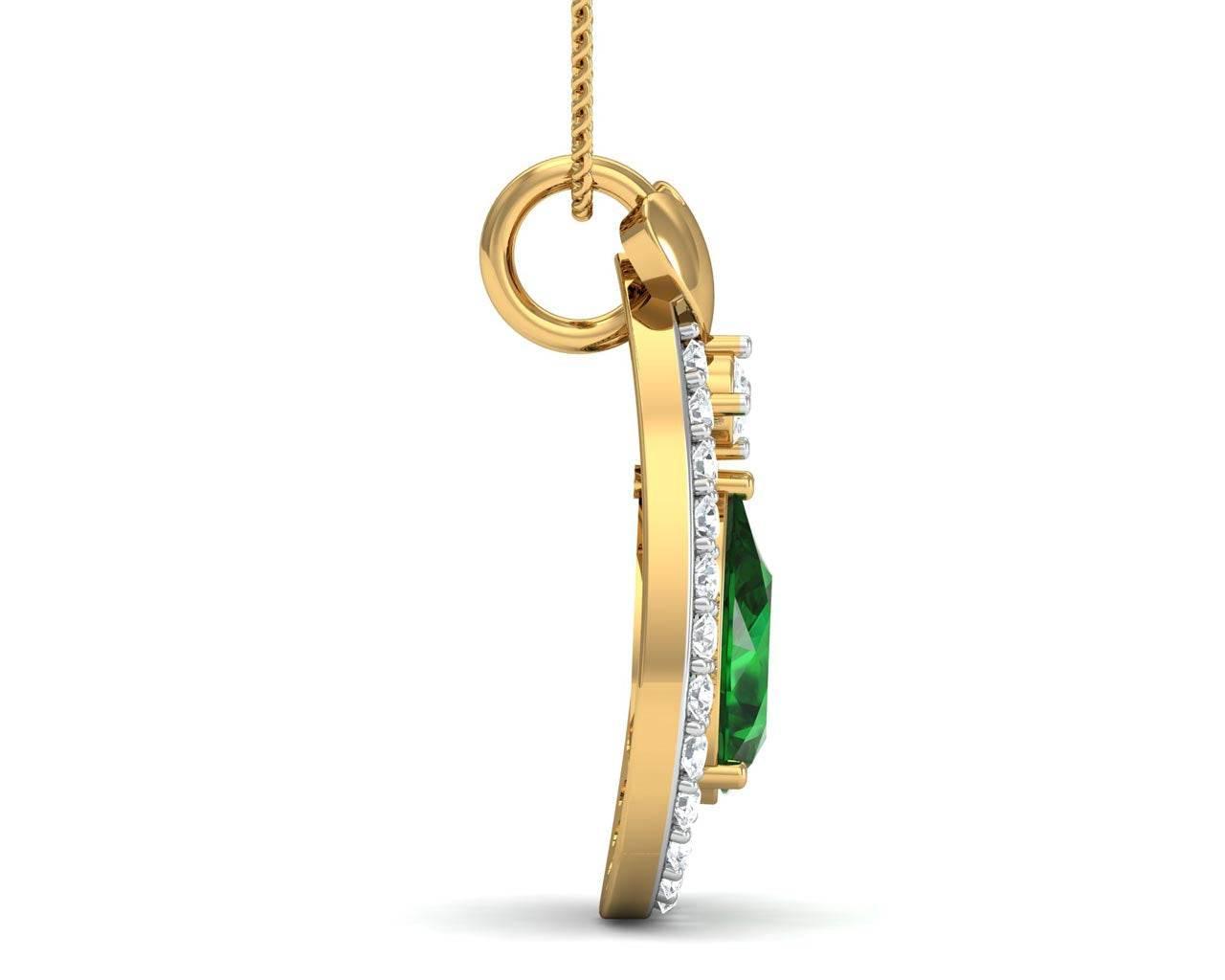 Ameena Emerald Diamond Pendant - Jewelslane