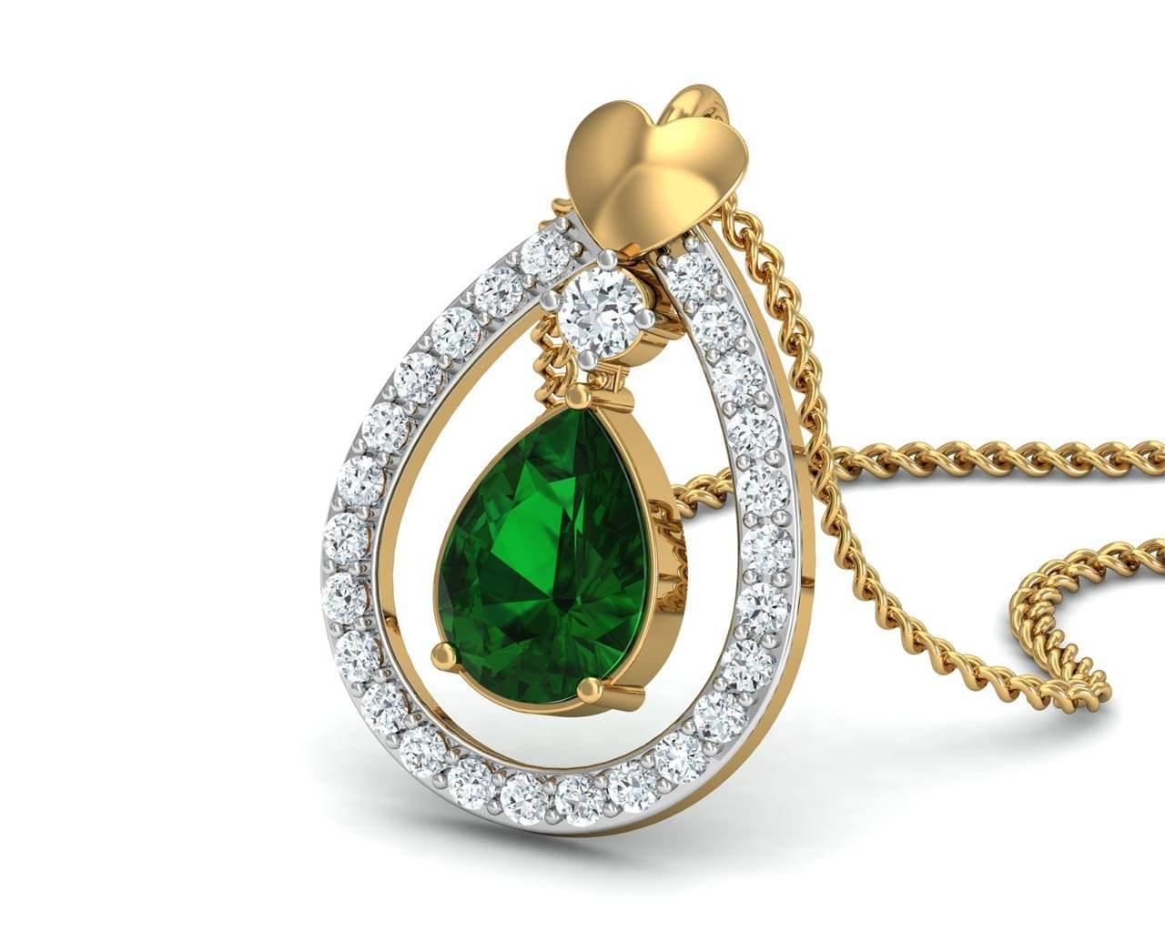 Ameena Emerald Diamond Pendant - Jewelslane