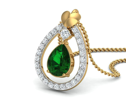 Ameena Emerald Diamond Pendant - Jewelslane