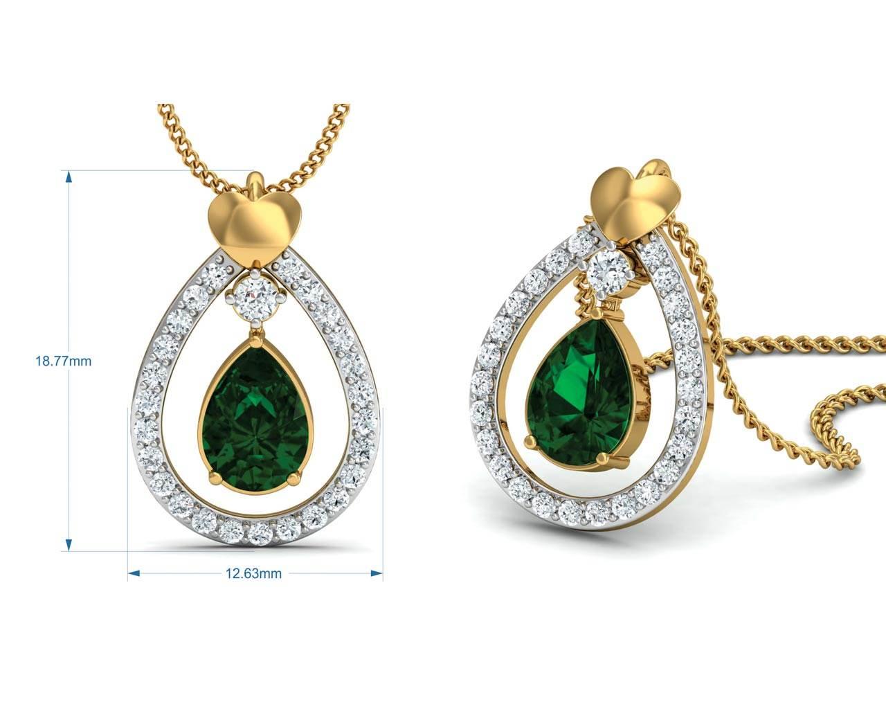Ameena Emerald Diamond Pendant - Jewelslane