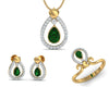 Ameena Emerald Diamond Pendant Set - Jewelslane