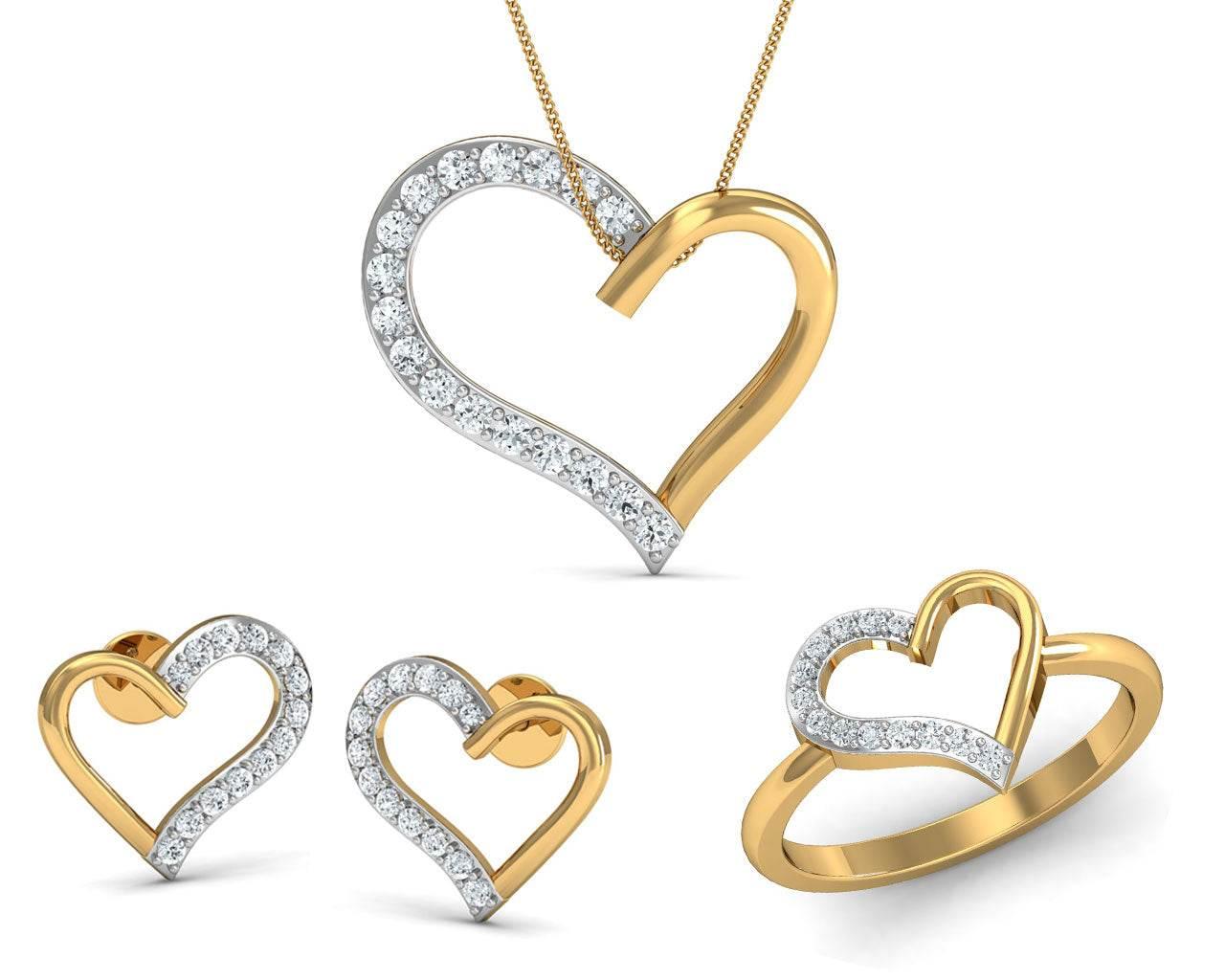Amia diamond heart Pendant Set - Jewelslane
