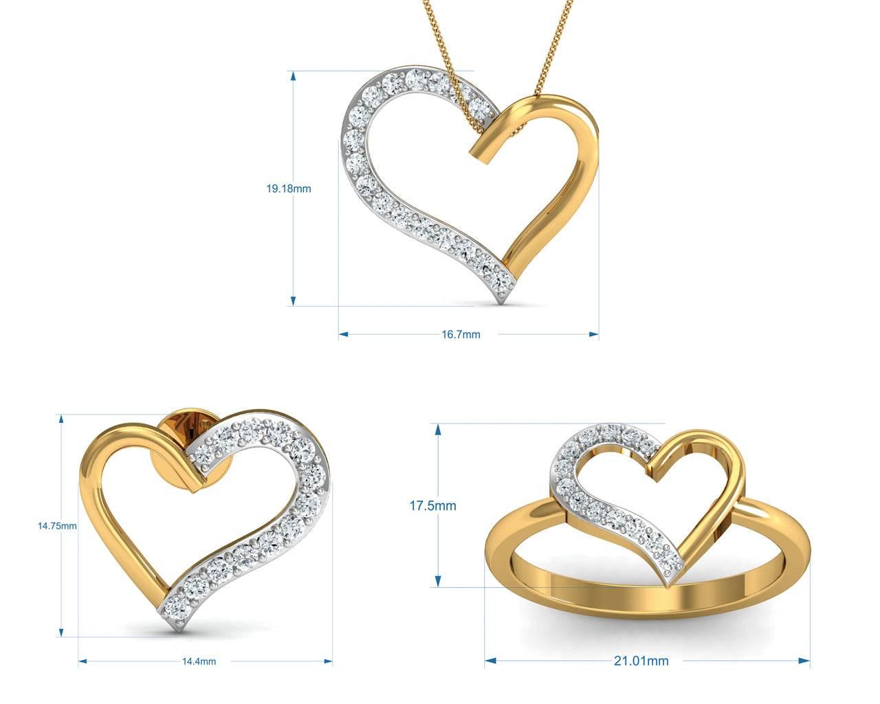 Amia diamond heart Pendant Set - Jewelslane