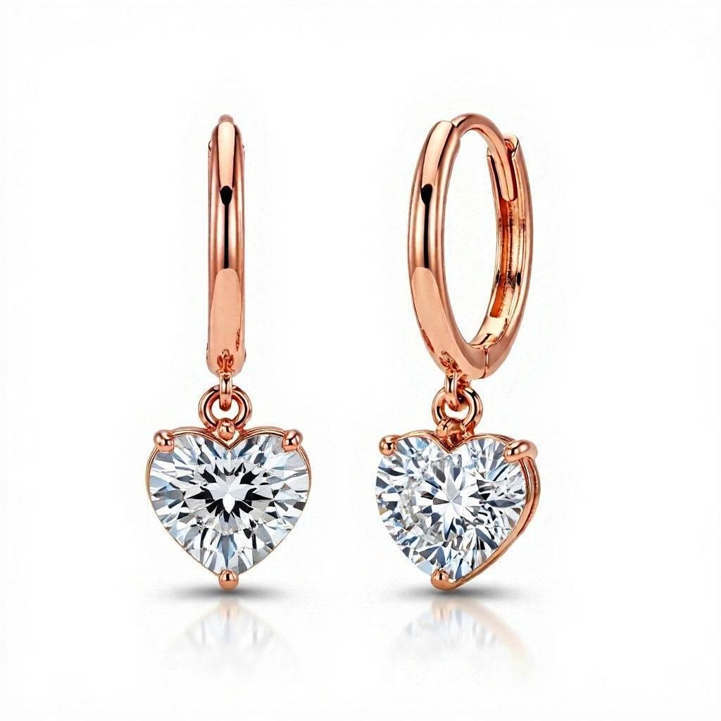 Amor Heart Shape Diamond Solitaire Hoop Earrings - Jewelslane