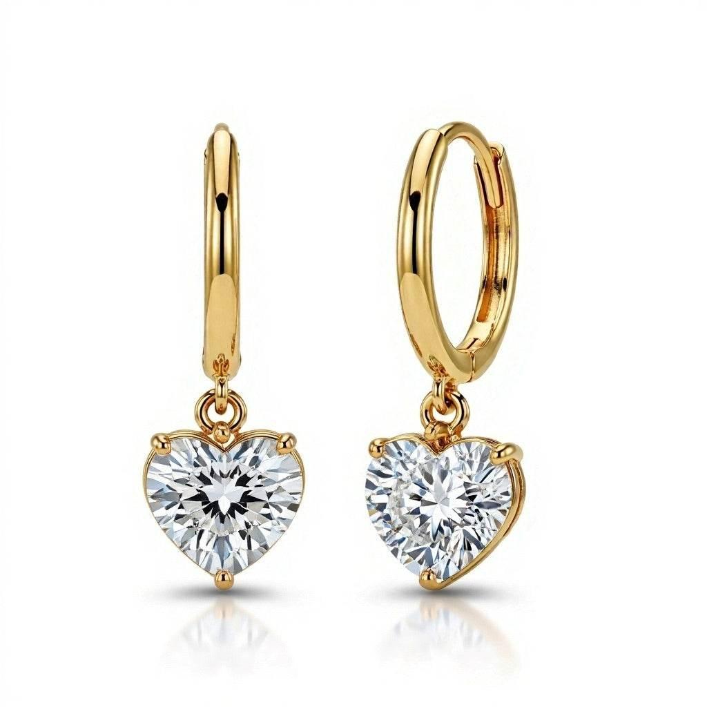 Amor Heart Shape Diamond Solitaire Hoop Earrings - Jewelslane