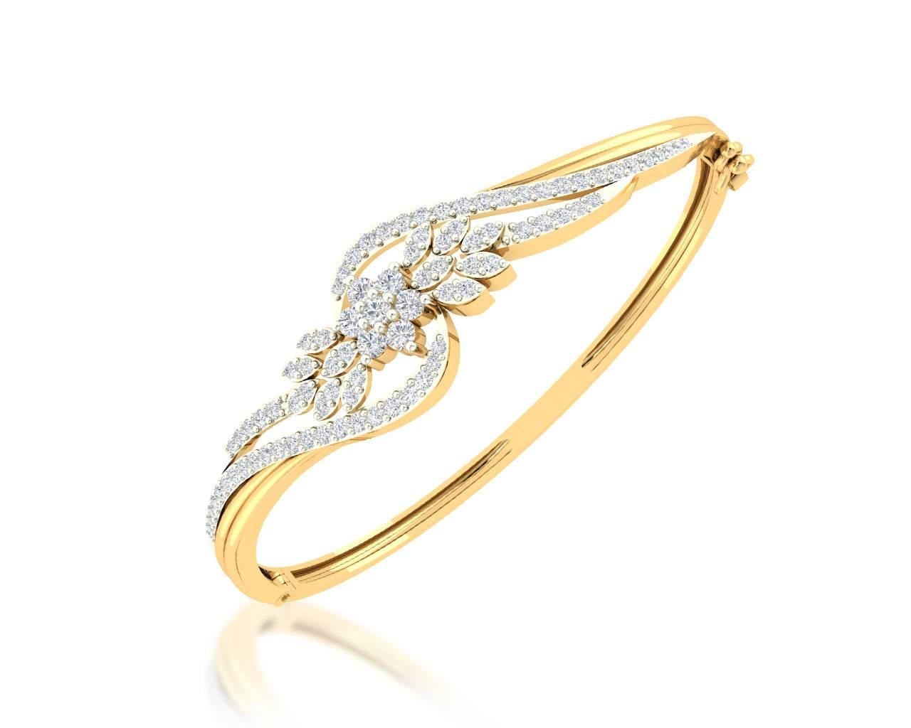 Amya Diamond Half Bangle In Gold - Jewelslane