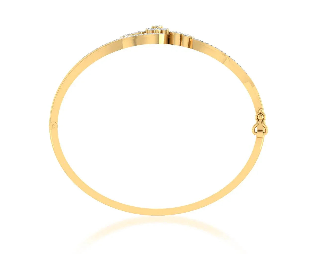 Amya Diamond Half Bangle In Gold - Jewelslane