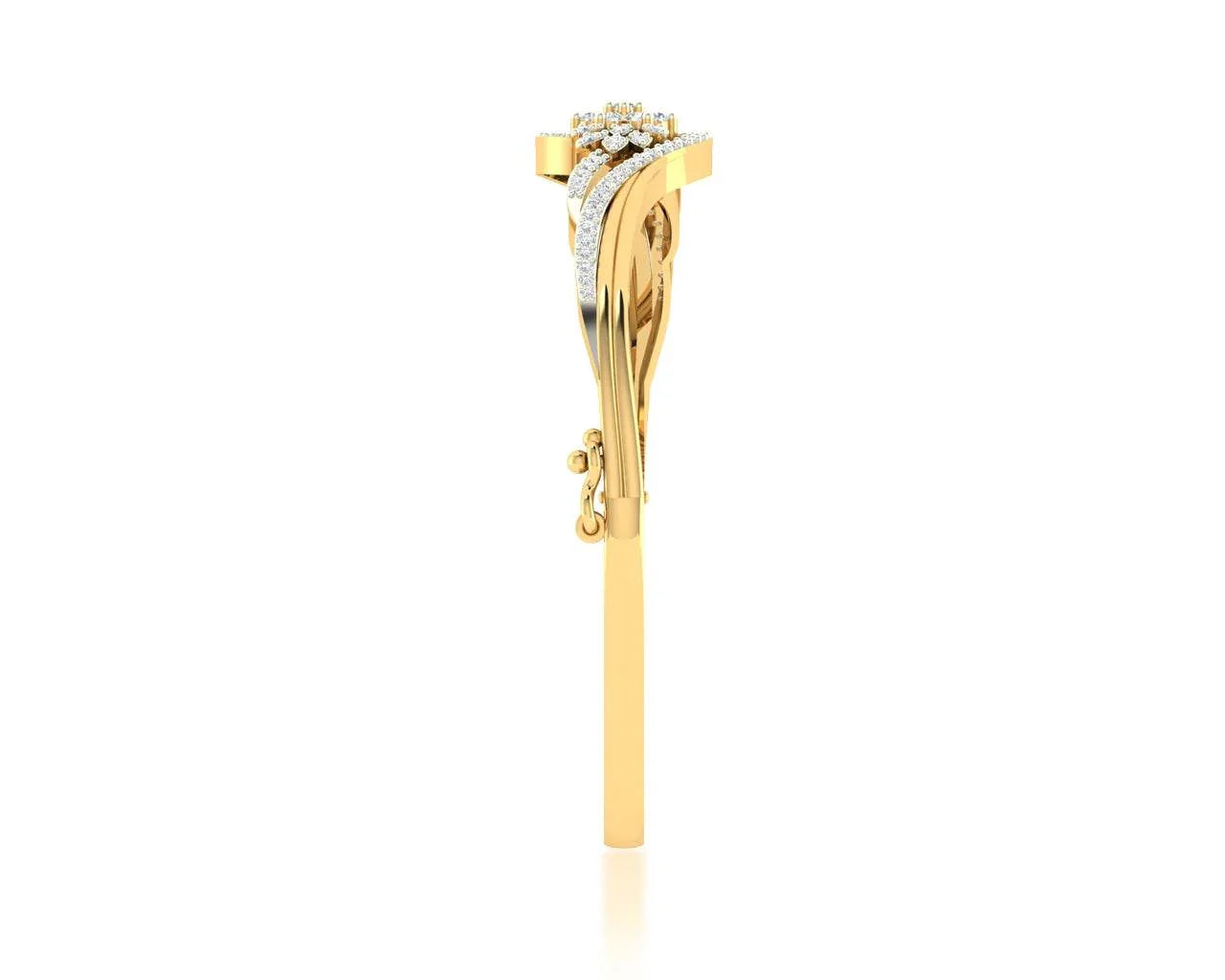 Amya Diamond Half Bangle In Gold - Jewelslane