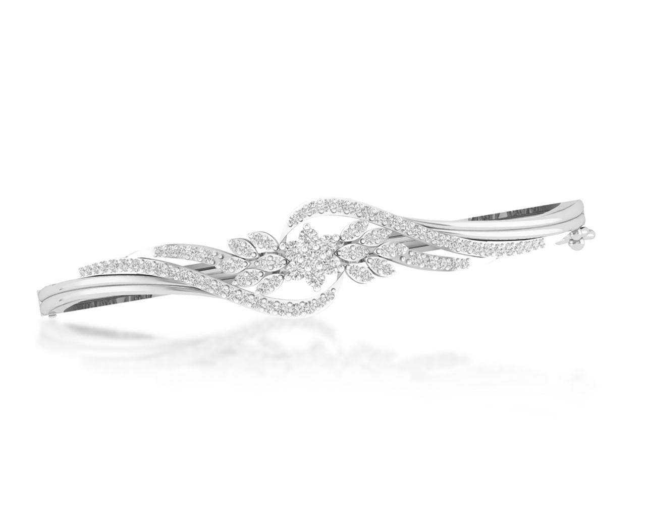 Amya Diamond Half Bangle In Gold - Jewelslane
