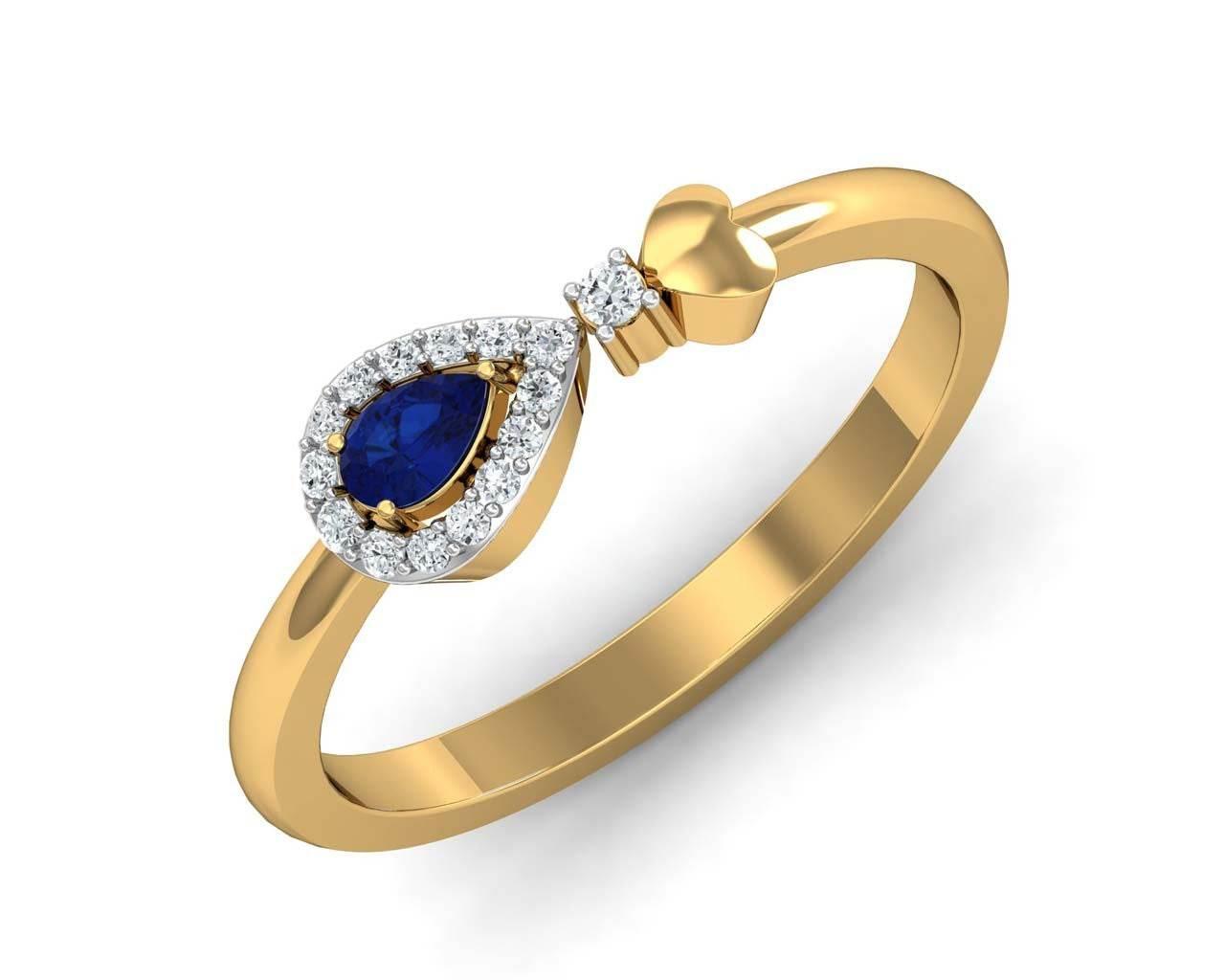 Buy Anchita Sapphire Ring in 14k hallmarked gold and studded with a Pear Shape Natural Sapphire and Diamonds - Jewelslane